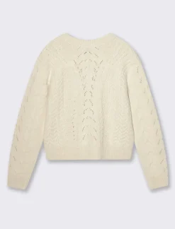 Piazza Italia Maglia girocollo manica lunga e fondo a costa elastica - Avorio Beige Clearance