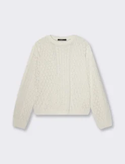 Piazza Italia Maglia girocollo manica lunga con lavorazione a trecce in ciniglia - Avorio Beige Discount