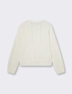 Piazza Italia Maglia girocollo manica lunga con lavorazione a trecce in ciniglia - Avorio Beige Discount