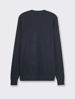 Piazza Italia Maglia girocollo slim fit con costina al collo - Blu Shop