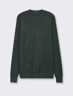 Piazza Italia Maglia girocollo slim fit con costina al collo - Verde New