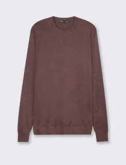 Piazza Italia Maglia girocollo slim fit con costina al collo - Bordeaux Rosso Best Sale