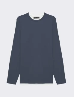 Piazza Italia Maglia girocollo struttura waffel in misto cotone. Regular fit. Dettaglio di bordino a contrasto in - Avion Blu Shop