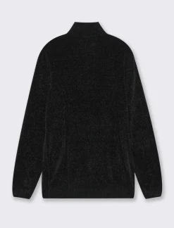 Piazza Italia Maglia in ciniglia collo alto con cerniera, regular fit - Nero 0 Online