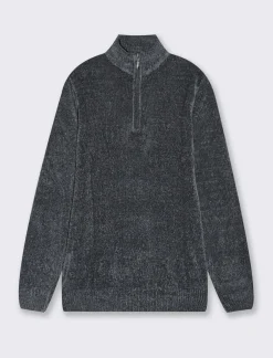 Piazza Italia Maglia in ciniglia collo alto con cerniera, regular fit - Avion 0 Best