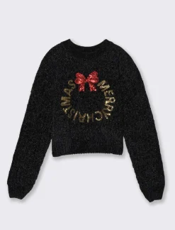 Piazza Italia Maglia in ciniglia manica lunga applicazioni di paillettes e filo metallizzato - var 2 Online