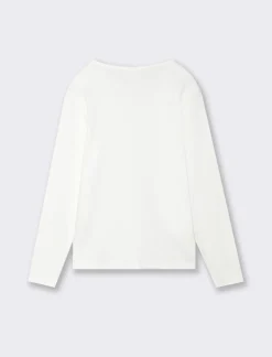 Piazza Italia Maglia in costina con applicazione perline sul davanti con rete e stampa - sporco Bianco Sale