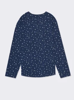 Piazza Italia Maglia in cotone con fantasie e stampe frontali da bambina - Blu Store