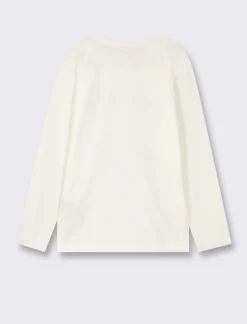 Piazza Italia Maglia in cotone manica lunga con stampa frontale e vestibilità regular - sporco Bianco Fashion