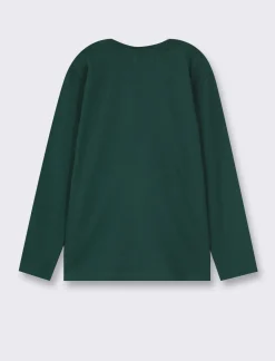 Piazza Italia Maglia in cotone manica lunga con stampa frontale e vestibilità regular - Verde Shop
