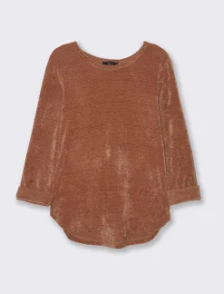 Piazza Italia Maglia in filato effetto peluche tinta unita; scollo a barca; maniche lunghe. - Moro Cheap