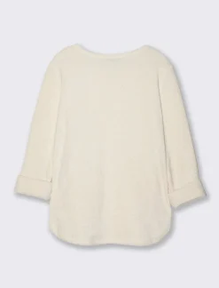 Piazza Italia Maglia in filato effetto peluche tinta unita; scollo a barca; maniche lunghe. - Bianco Discount