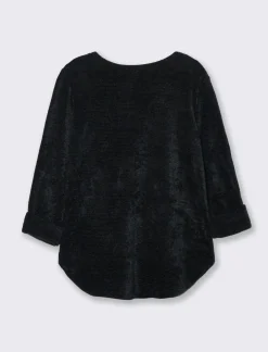 Piazza Italia Maglia in filato effetto peluche tinta unita; scollo a barca; maniche lunghe. - Nero Shop