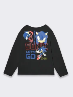 Piazza Italia Maglia in jersey con stampa sia davanti che sul retro Sonic - Nero Clearance