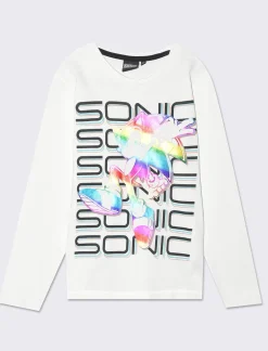 Piazza Italia Maglia in jersey maniche lunghe con stampa Sonic - sporco Bianco Best