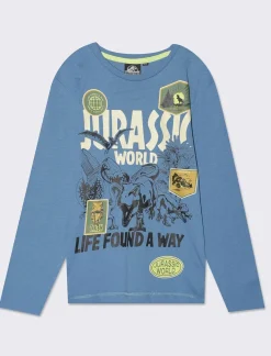 Piazza Italia Maglia in jersey maniche lunghe Jurassic Park in due varianti colore - Blu Outlet