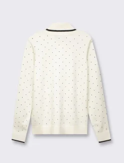 Piazza Italia Maglia in morbido filato collo alto a con motivo floccato stampato - Avorio Beige Best Sale