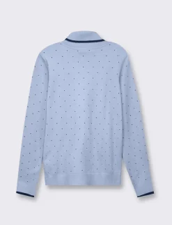 Piazza Italia Maglia in morbido filato collo alto a con motivo floccato stampato - Celeste Azzurro Discount