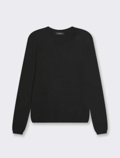 Piazza Italia Maglia in morbido filato girocollo in jaquard effetto metallizzato - Nero Online