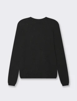 Piazza Italia Maglia in morbido filato girocollo in jaquard effetto metallizzato - Nero Online