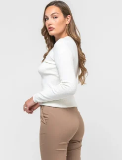 Piazza Italia Maglia in morbido filato girocollo in jaquard effetto metallizzato - Avorio Beige Shop