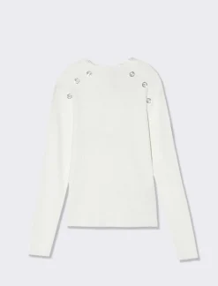 Piazza Italia Maglia lupetto in costina con bande raglan - sporco Bianco Outlet