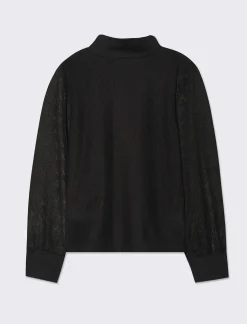 Piazza Italia Maglia lupetto in jersey e rete - Nero Discount