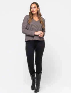 Piazza Italia Maglia manica a 3/4 con scollo a V a righe - var 2 Best Sale