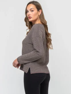 Piazza Italia Maglia manica a 3/4 con scollo a V a righe - var 2 Best Sale