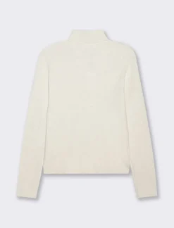 Piazza Italia Maglia manica lunga con collo alto lavorazione a costina - Avorio Best