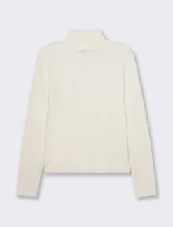 Piazza Italia Maglia manica lunga con collo alto lavorazione a costina - Avorio Best