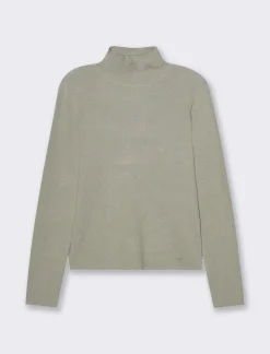 Piazza Italia Maglia manica lunga con collo alto lavorazione a costina - Verdino Hot