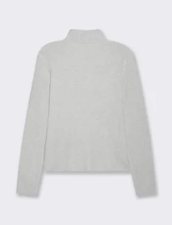 Piazza Italia Maglia manica lunga con collo alto lavorazione a costina - Grigio chiaro Outlet