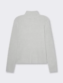 Piazza Italia Maglia manica lunga con collo alto lavorazione a costina - Grigio chiaro Outlet