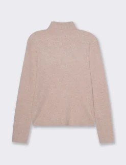 Piazza Italia Maglia manica lunga con collo alto lavorazione a costina - Rosa antico Best Sale