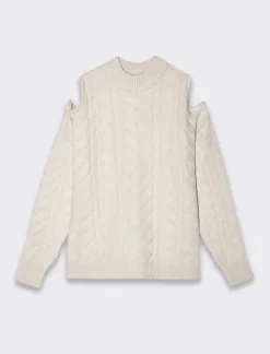 Piazza Italia Maglia manica lunga con mezzo collo e dettaglio aperto sulle spalle - Avorio Beige Shop