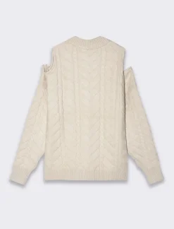 Piazza Italia Maglia manica lunga con mezzo collo e dettaglio aperto sulle spalle - Avorio Beige Shop