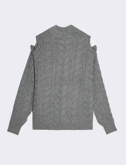 Piazza Italia Maglia manica lunga con mezzo collo e dettaglio aperto sulle spalle - scuro Grigio Clearance