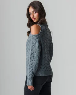 Piazza Italia Maglia manica lunga con mezzo collo e dettaglio aperto sulle spalle - scuro Grigio Clearance