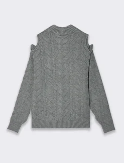 Piazza Italia Maglia manica lunga con mezzo collo e dettaglio aperto sulle spalle - scuro Grigio Clearance