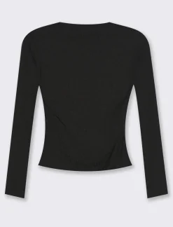 Piazza Italia Maglia manica lunga con scollo a barca vestibilità stretch - Nero Clearance