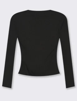 Piazza Italia Maglia manica lunga con scollo a barca vestibilità stretch - Nero Clearance