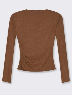 Piazza Italia Maglia manica lunga con scollo a barca vestibilità stretch - Cammello Beige Sale