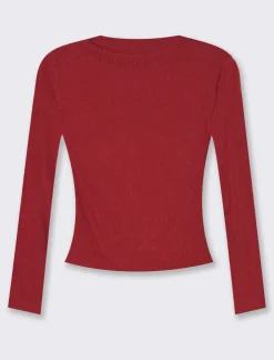 Piazza Italia Maglia manica lunga con scollo a barca vestibilità stretch - Rosso Shop