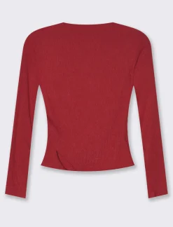 Piazza Italia Maglia manica lunga con scollo a barca vestibilità stretch - Rosso Shop