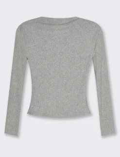 Piazza Italia Maglia manica lunga con scollo a barca vestibilità stretch - Grigio Fashion