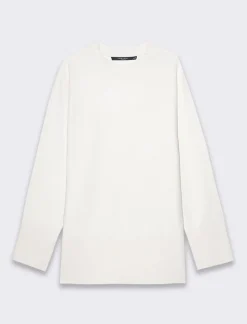 Piazza Italia Maglia manica lunga giro collo lavorazione punto milano - Avorio Beige Flash Sale