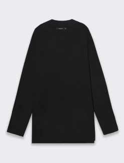 Piazza Italia Maglia manica lunga giro collo lavorazione punto milano - Nero Clearance