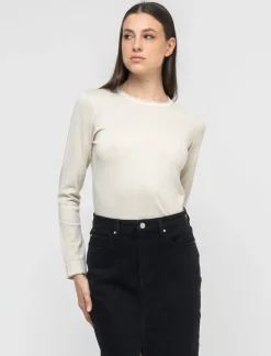 Piazza Italia Maglia manica lunga giro collo con filo effetto metallizzato - Avorio Beige Clearance