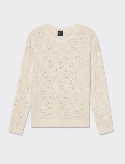 Piazza Italia Maglia manica lunga girocollo con intarsi - Avorio Beige Flash Sale